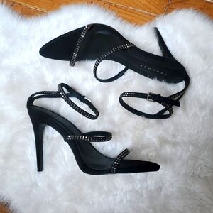 Topshop Elegant Black Rhinestone Studded Heels EU Size 27/ US 6.5